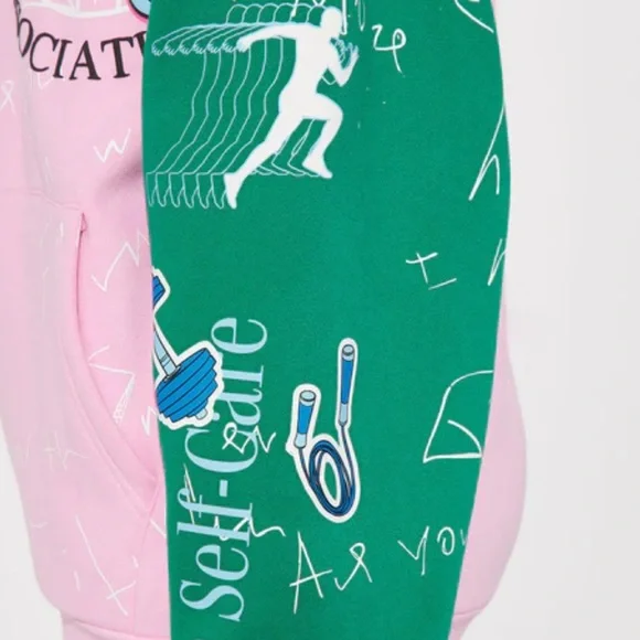 NWT FIRST ROW COLOR BLOCK COMBO ALL OVER GRAPHIC PRINT PUFF PRINT HOODIE XL - Picture 4 of 11